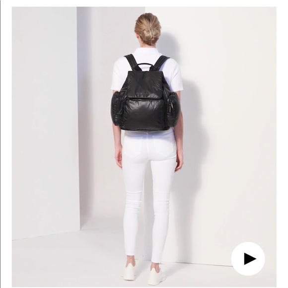 Caraa Black Vegan Faux Leather Drawstring Waterproof Backpack NWT Travel Work - Picture 10 of 10